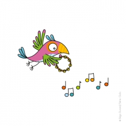 Sticker perroquet musique