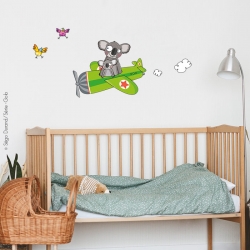 Les stickers enfant Série-golo koala et 2 oiseaux. idéal pour un cadeau de naissance.