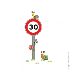 Sticker panneau signalisation 30 km/H escargots