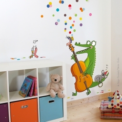 Sticker mural animaux de la jungle. ambiance festive assurée dans la chambre de votre bébé.