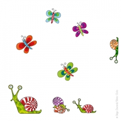 Sticker papillons et escargots