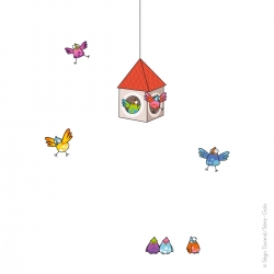 Adhésif mural la cabane aux oiseaux. sticker pouvant compléter votre déco de chambre d'enfant.